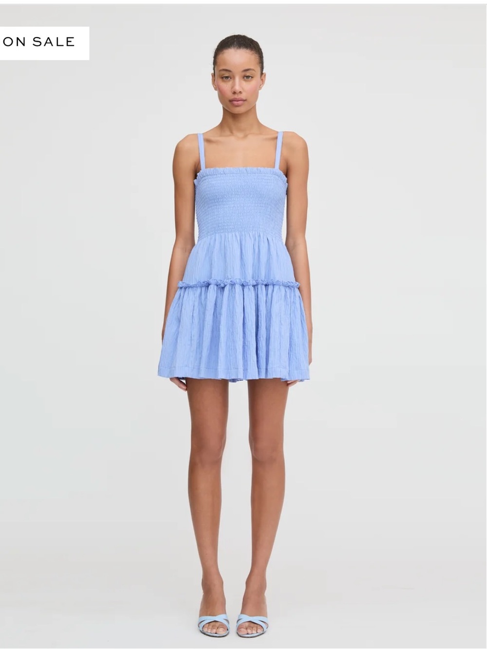 Hill House Blue Smocked Tiered Mini Dress